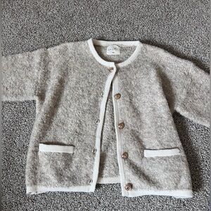 Neutral Cream Textured Women's Cardigan Blazer